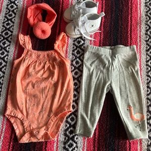 Flamingo Matching Set Including Bow